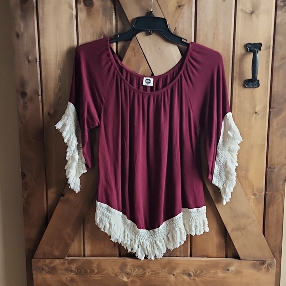 Ladies J&M Burgundy Top